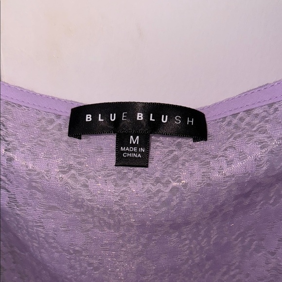 Blue Blush Lilac Lace Puff Sleeve Blouse - Picture 2 of 3
